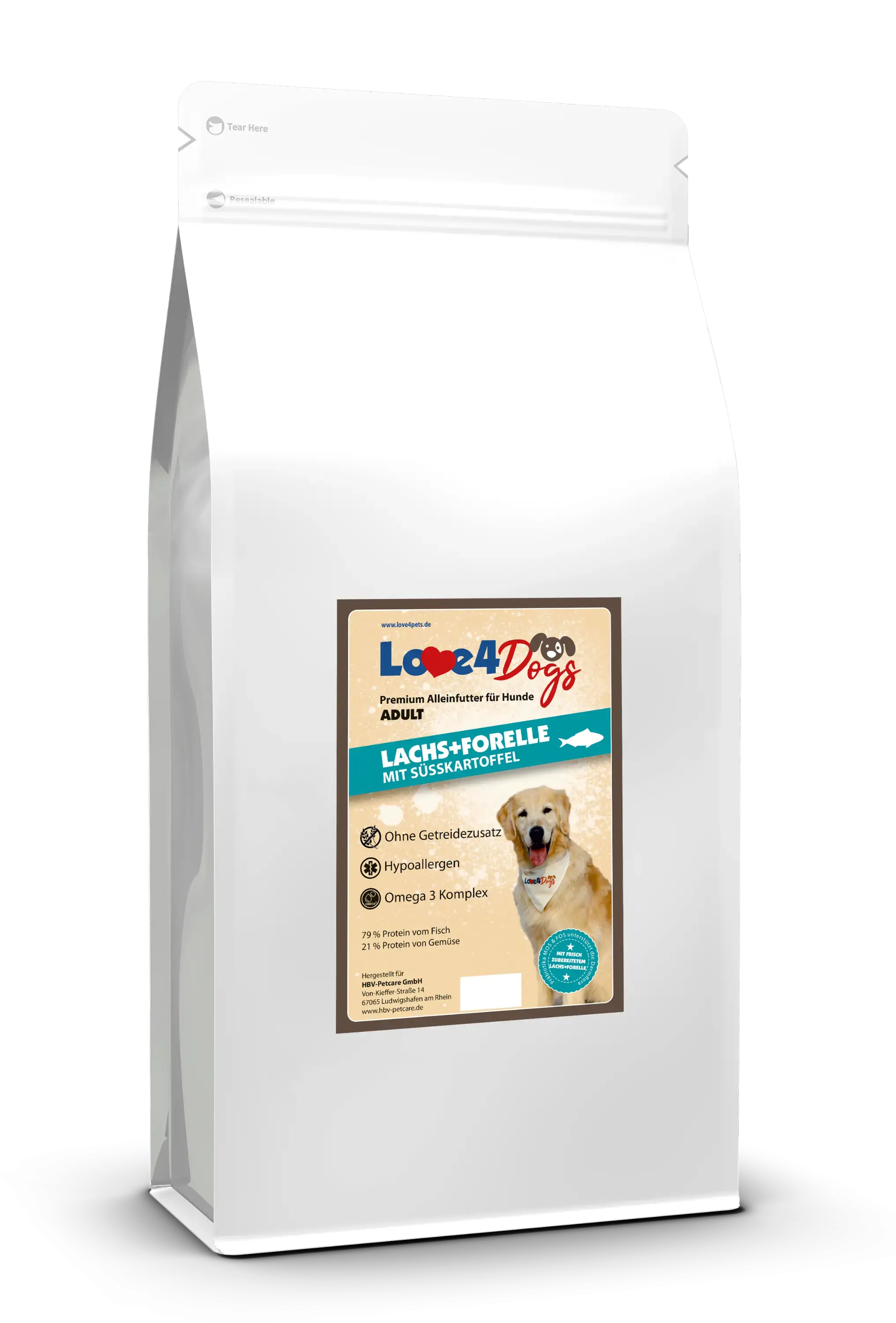 Love4Dog´s ADULT Lachs+Forelle mit Süßkartoffel und Spargel