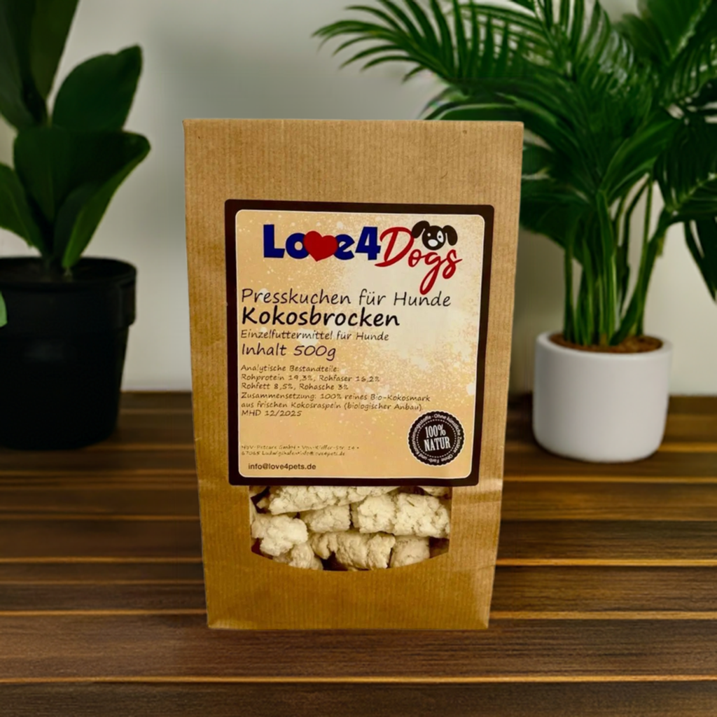 Love4Dogs - Kokos -Brocken 150g, 500g und 1000g