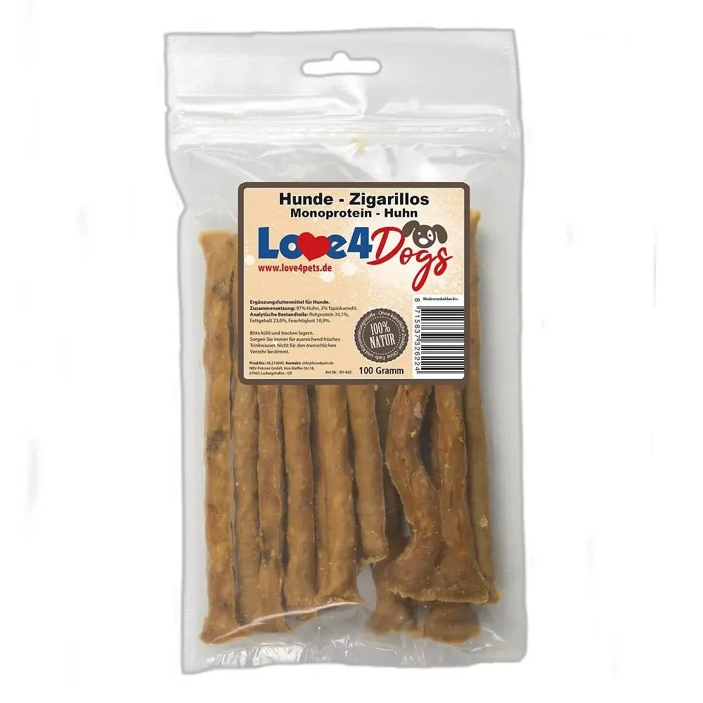 Hunde - Fleischsticks "Zigarillos" Monoprotein 97% Fleischanteil div. Sorten - Love4Pets