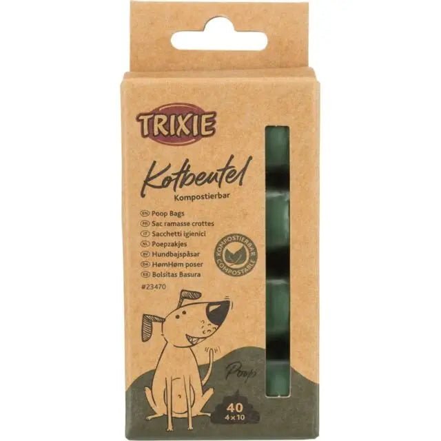 Trixie Hundekotbeutel 40St compostable poop bags made from cornstarch, eco-friendly dog waste bags in a 4-roll pack