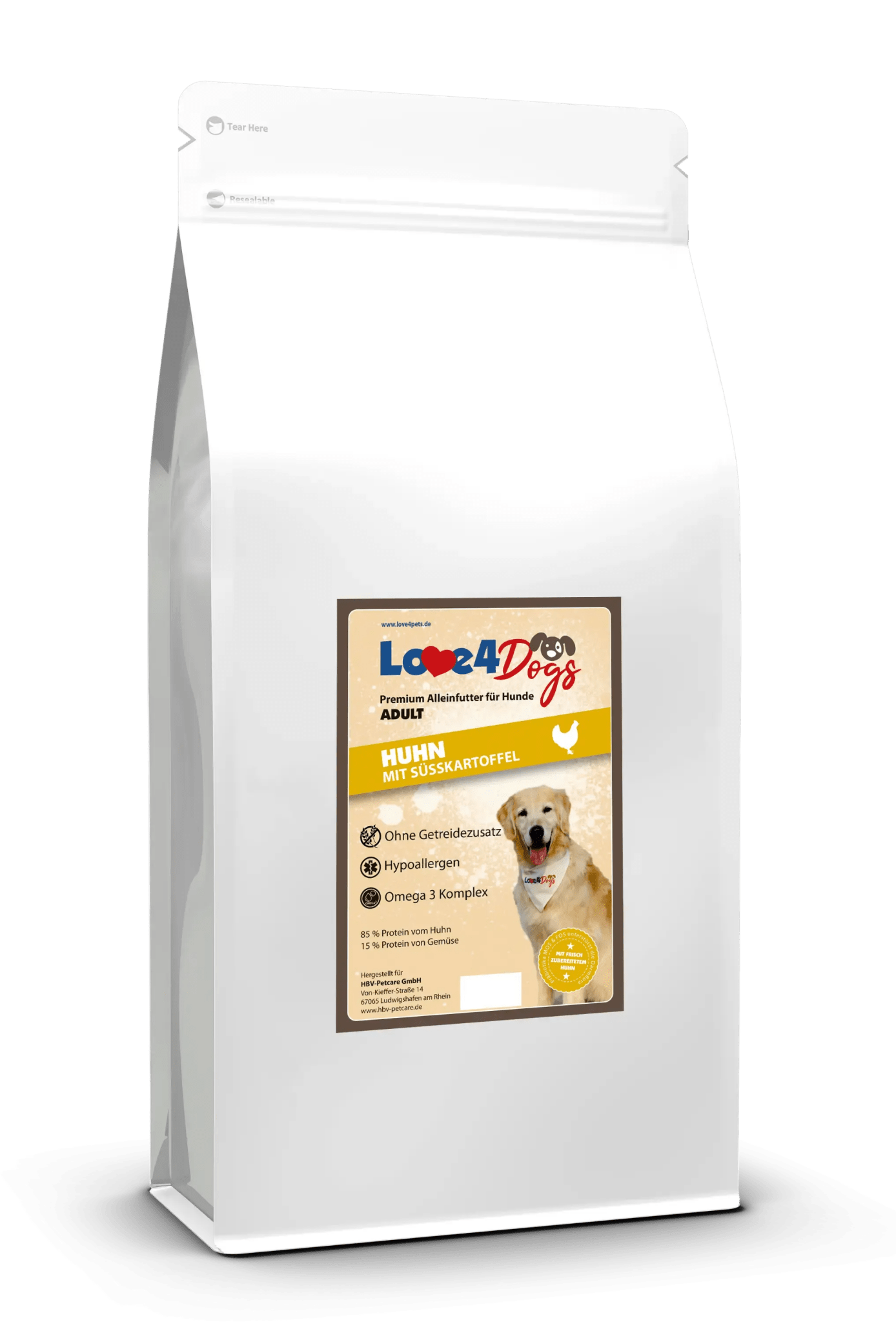 Love4Dog´s ADULT Hundefutter Huhn mit Süßkartoffel und Kräutern - Love4Pets