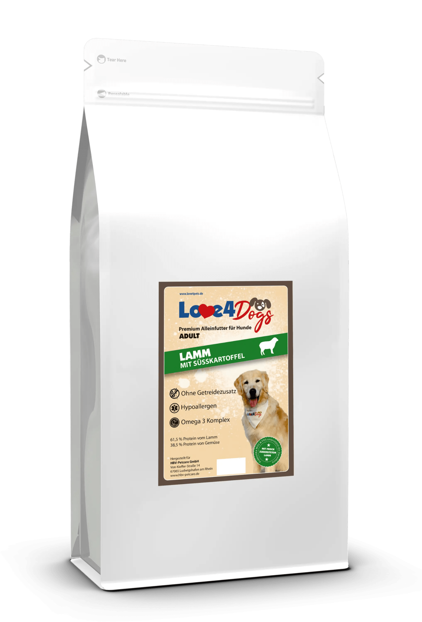 Love4Dog´s ADULT Hundefutter Lamm mit Süßkartoffel und Minze - Love4Pets