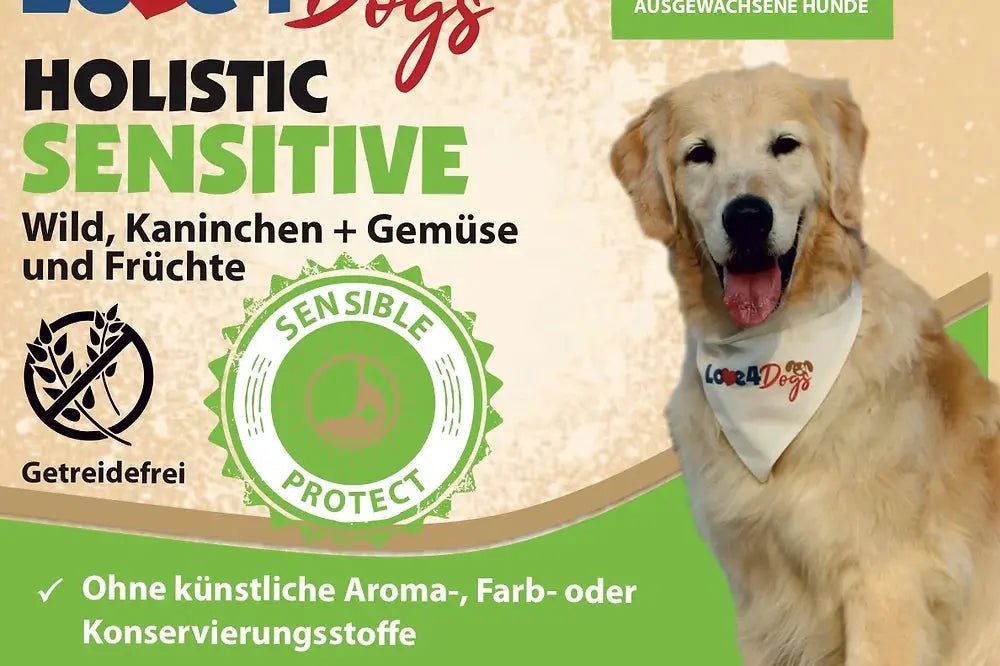 Love4Dog´s HOLISTIC Nassfutter für Hunde: Wild, Kaninchen mit Gemüse und Früchten 6x400g - Love4Pets