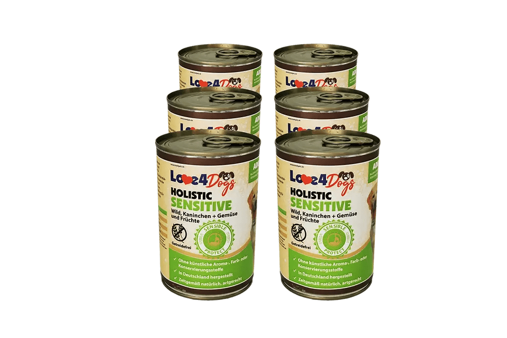 Love4Dog´s HOLISTIC Nassfutter für Hunde: Wild, Kaninchen mit Gemüse und Früchten 6x400g - Love4Pets