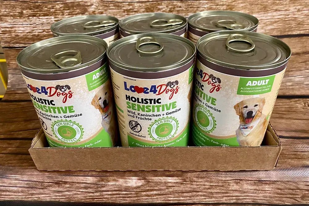 Love4Dog´s HOLISTIC Nassfutter für Hunde: Wild, Kaninchen mit Gemüse und Früchten 6x400g - Love4Pets