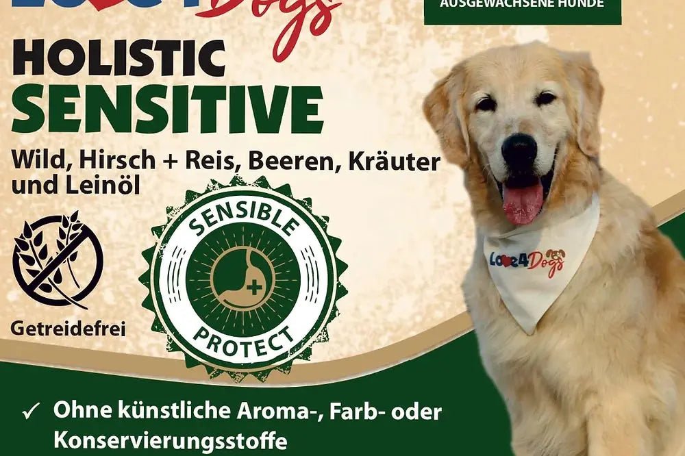 Love4Dog´s HOLISTIC Nassfutter Wild, Hirsch und Reis mit Beeren, Kräuter und Leinöl 6x400g - Love4Pets