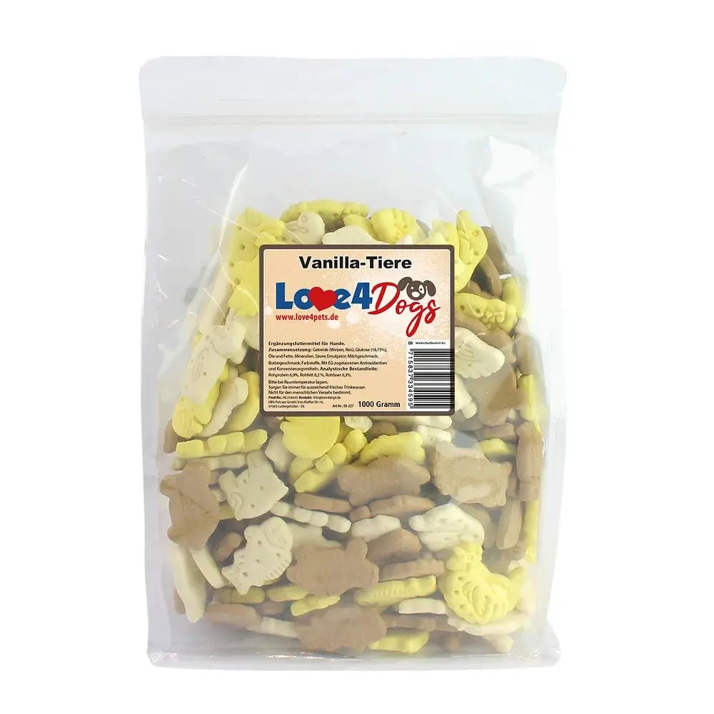 Love4Dogs - Hundekekse Vanilla Tiere 400g und 1kg - Love4Pets