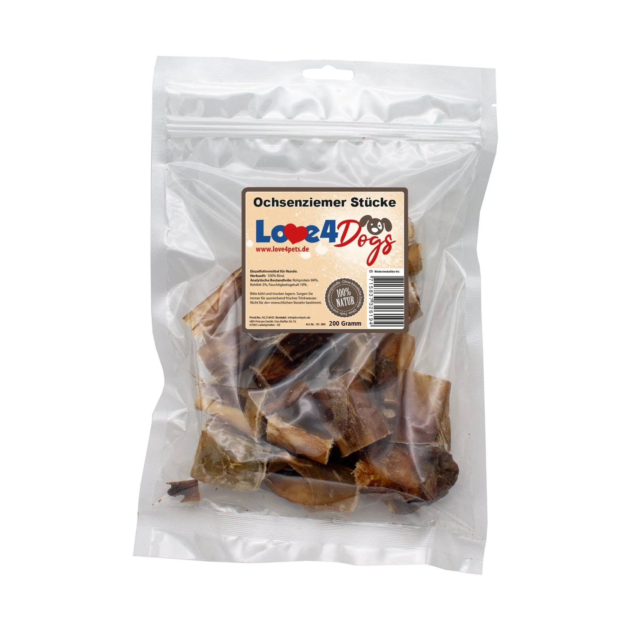 Love4Dogs - Ochsenziemer - Abschnitte 200g - Love4Pets