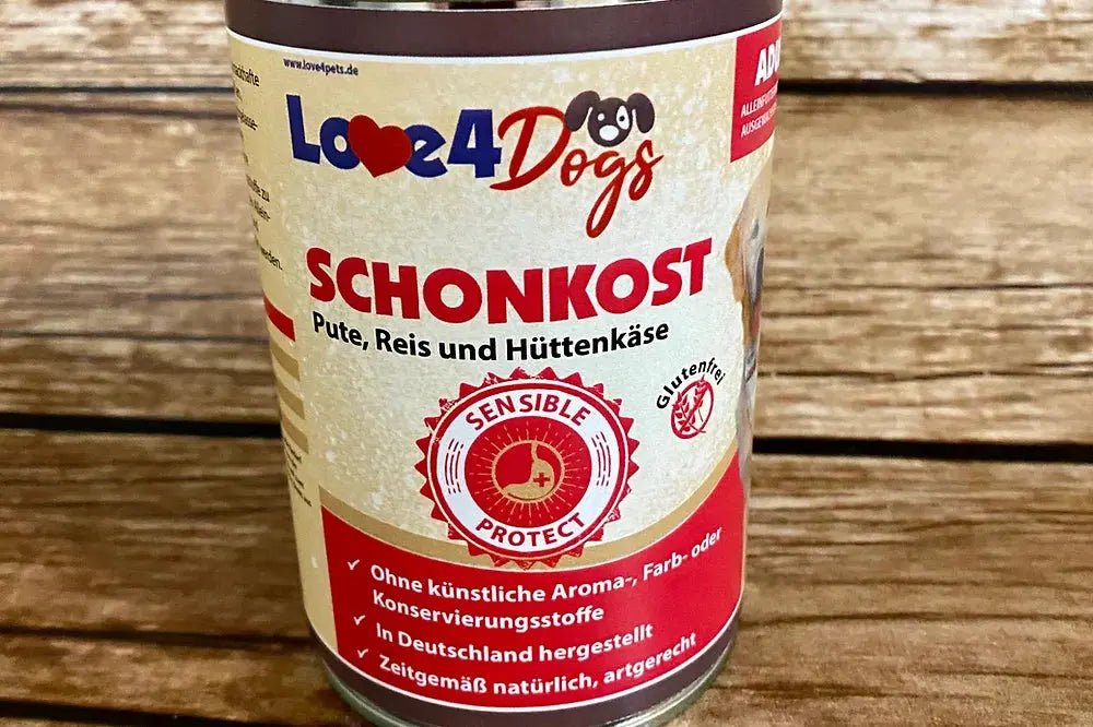 Love4Dog´s SCHONKOST Pute mit Reis und Hüttenkäse 6x400g - Love4Pets