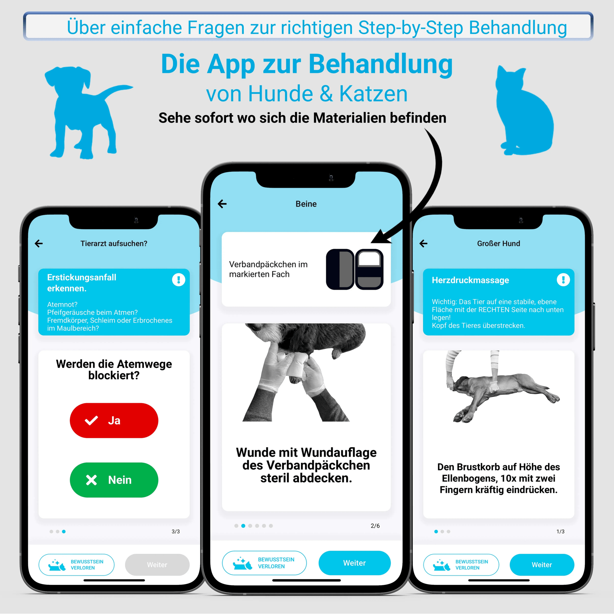 PocDoc PET CONNECT smartes Erste - Hilfe - System für Hunde und Katzen inkl. Tiernotruf und Telemedizin - Love4Pets