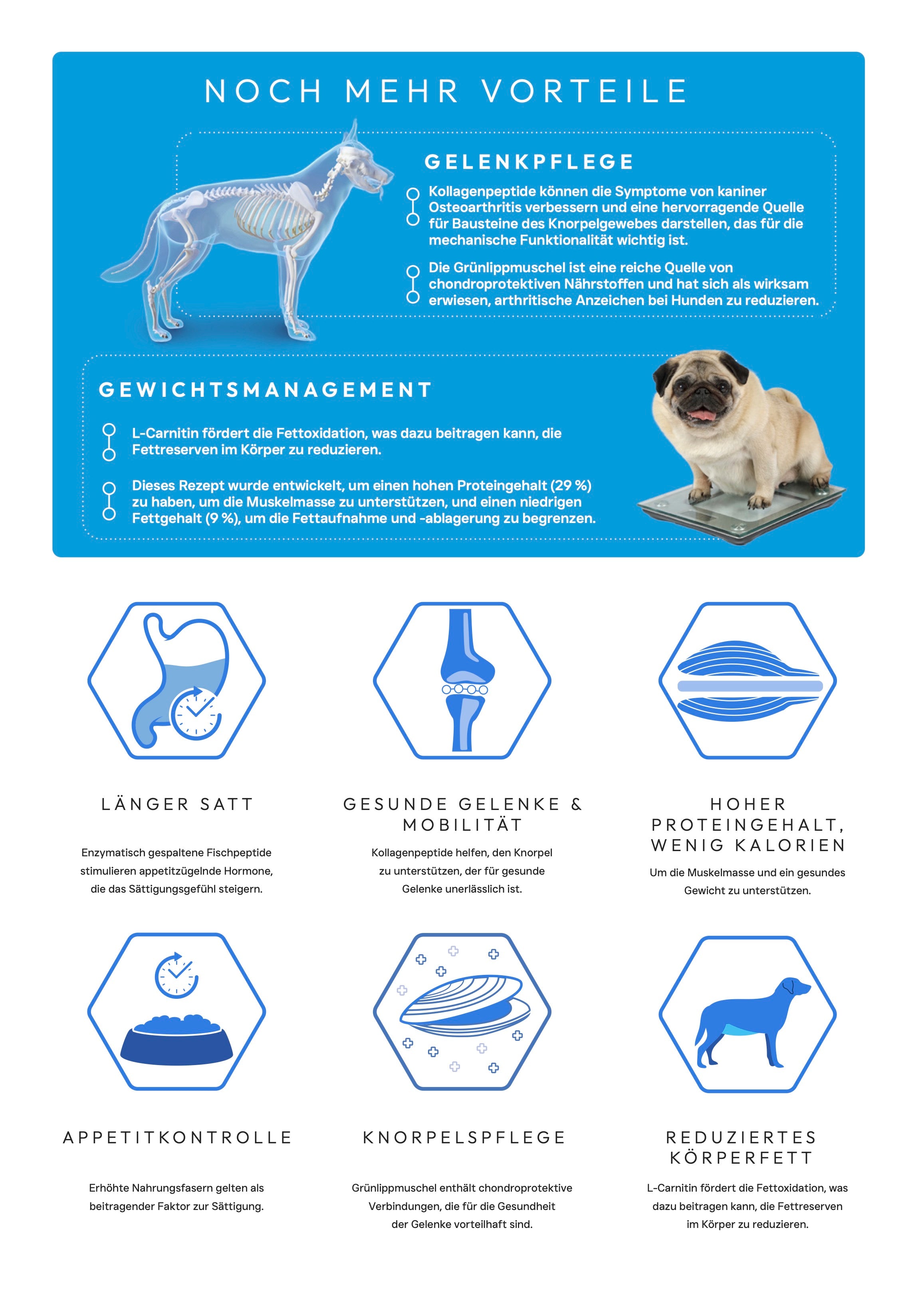 Vet4Dogs Veterinär Diät Gewicht und Gelenke Trockenfutter für Hunde 1,5kg