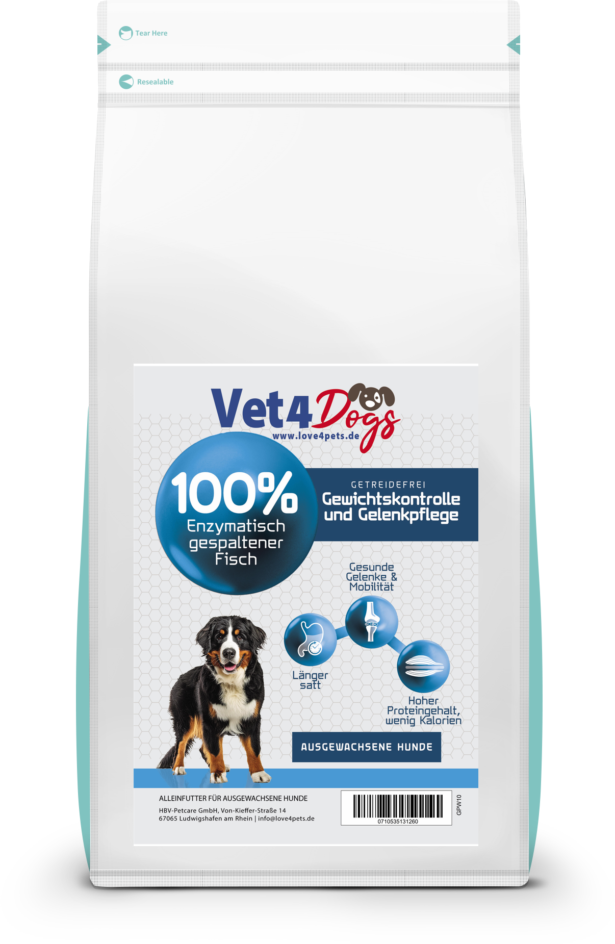Vet4Dogs Veterinär Diät Gewicht und Gelenke Trockenfutter für Hunde 1,5kg