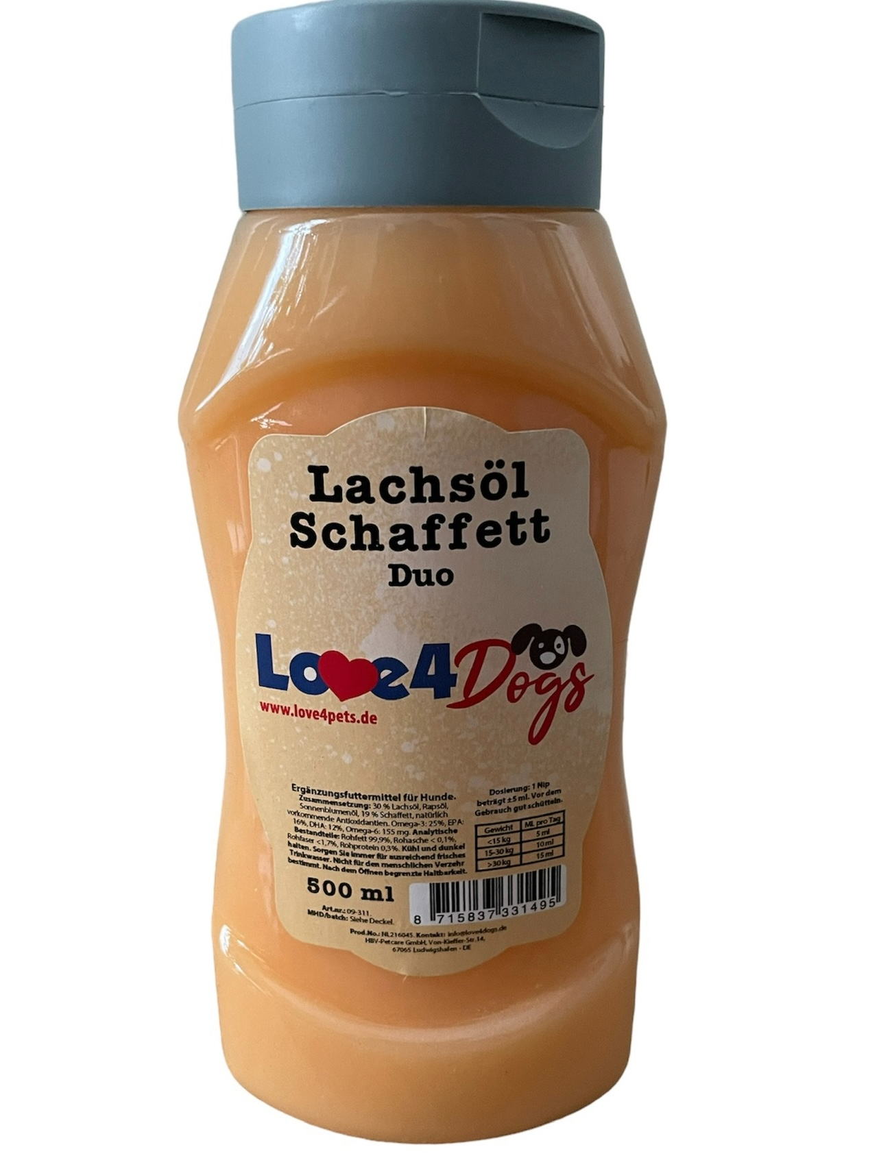 Love4Dogs - Duo Lachsöl/Schaffett 500ml