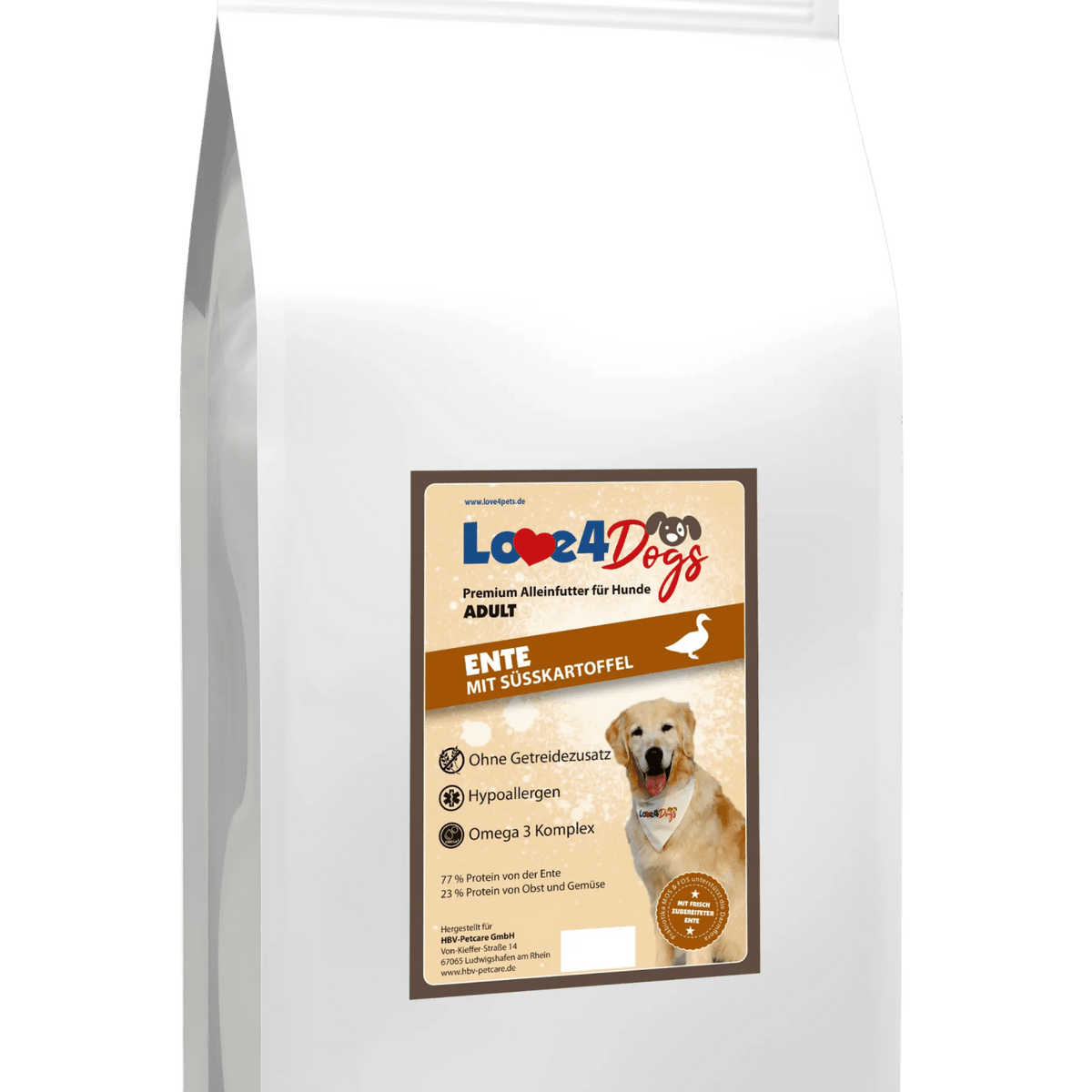 Adult Hundefutter mit Ente, Süßkartoffel und Orange