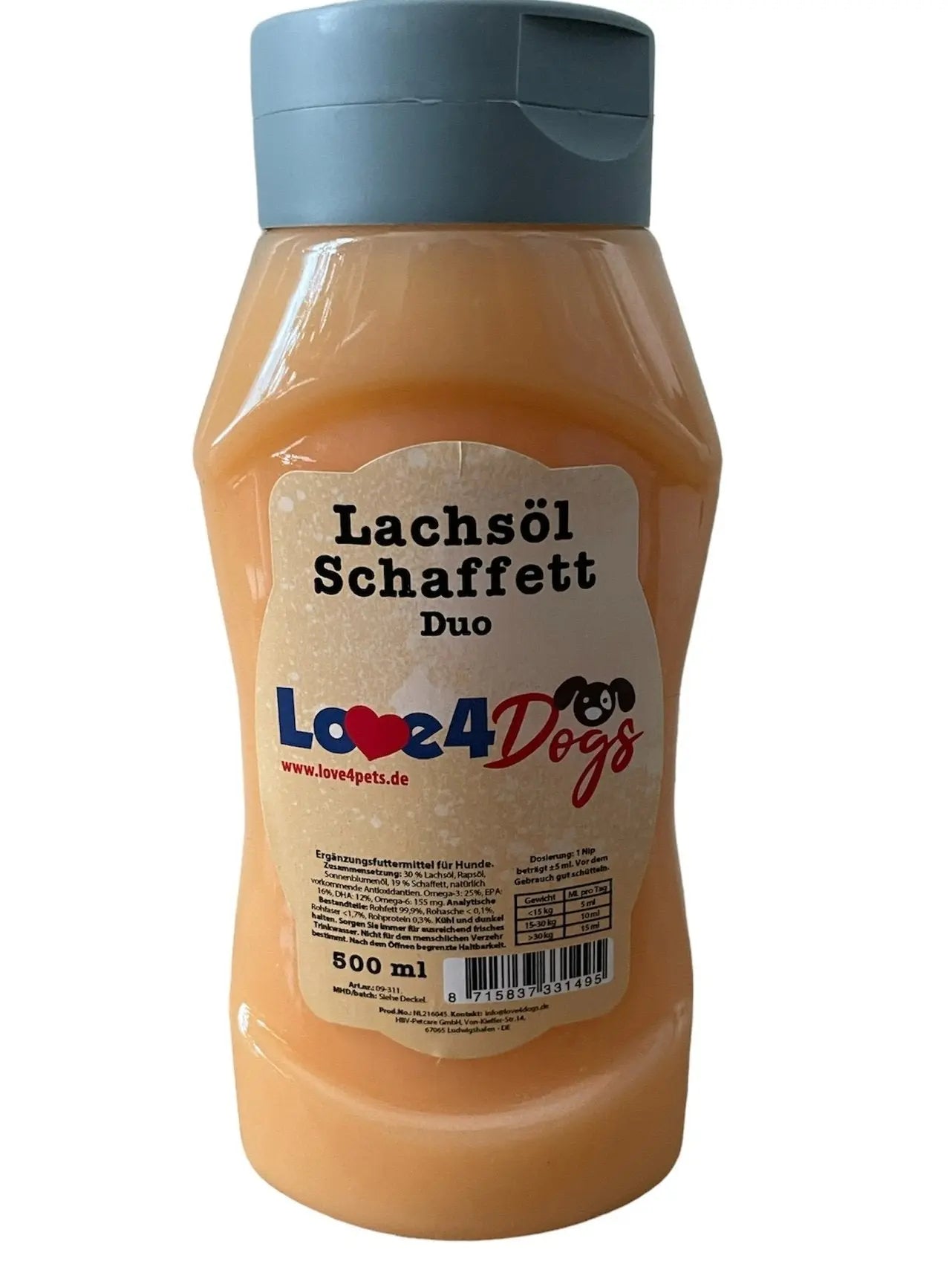 Love4Dogs - Duo Lachsöl/Schaffett 500ml - Love4Pets