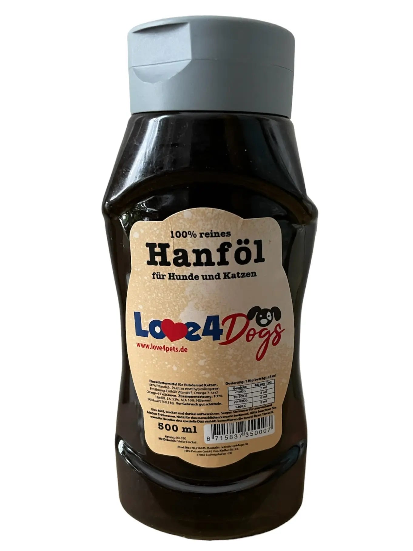 Love4Dogs - Hanföl 500ml - Love4Pets