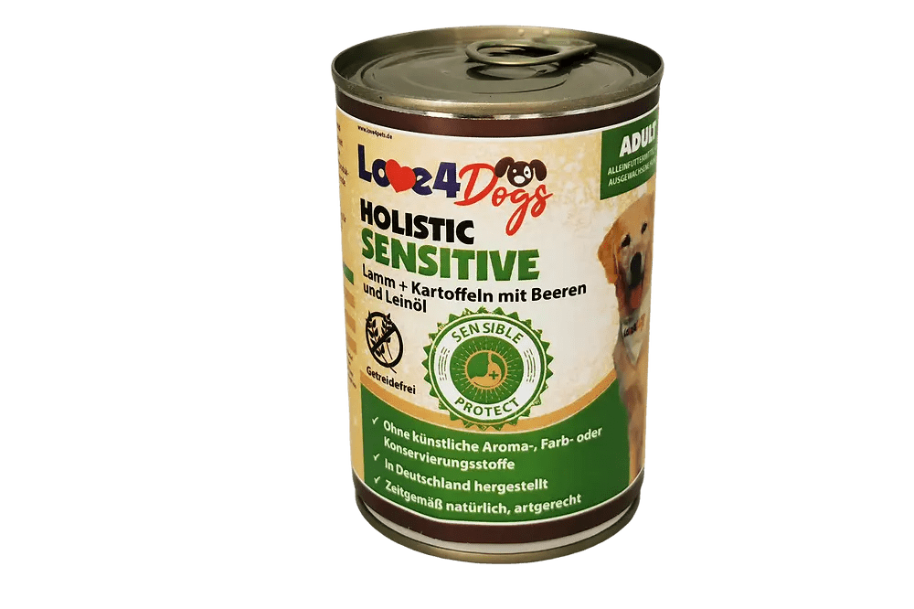 Love4Dog´s HOLISTIC Nassfutter Lamm und Kartoffel mit Beeren und Leinöl 6x400g - Love4Pets