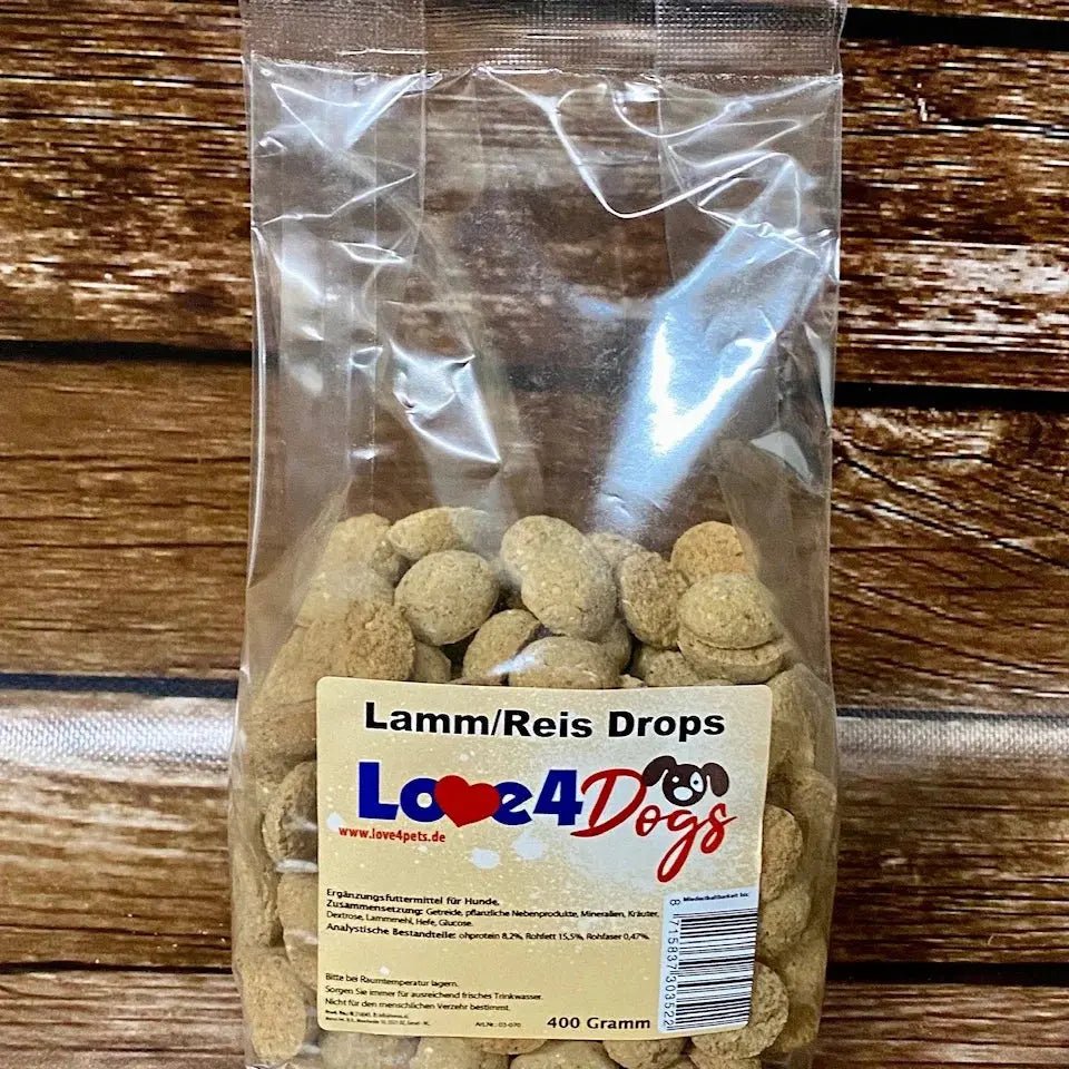 Love4Dogs - Hundekekse Lamm/Reis Drops 400g - Love4Pets