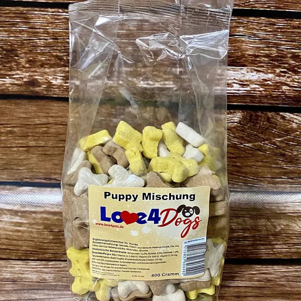 Love4Dogs - Hundekekse Puppy Knochen Mischung 400g - Love4Pets