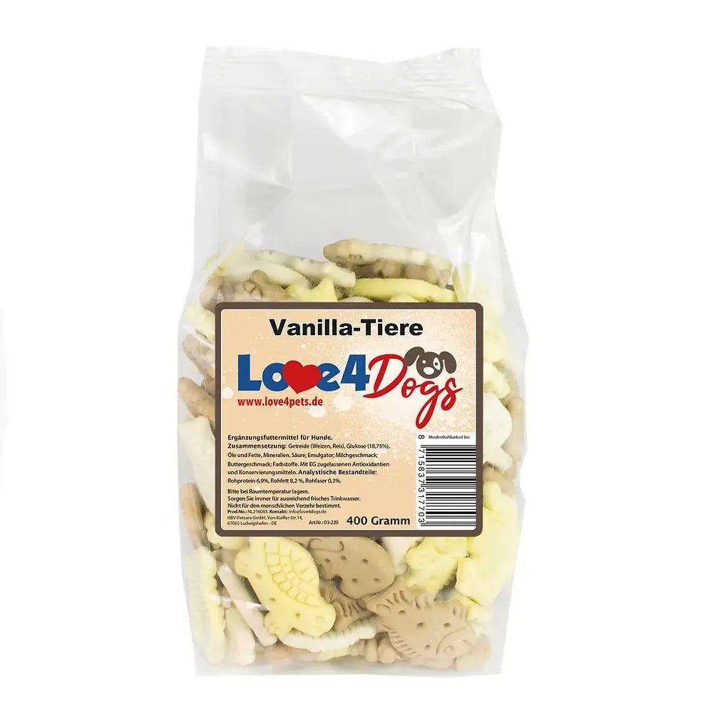 Love4Dogs - Hundekekse Vanilla Tiere 400g und 1kg - Love4Pets