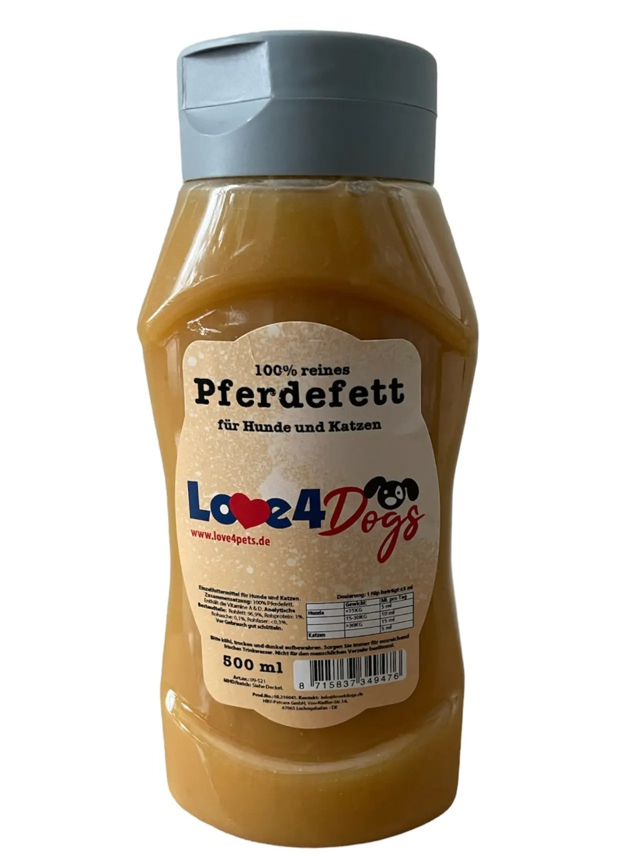 Love4Dogs - Pferdefett 500ml - Love4Pets