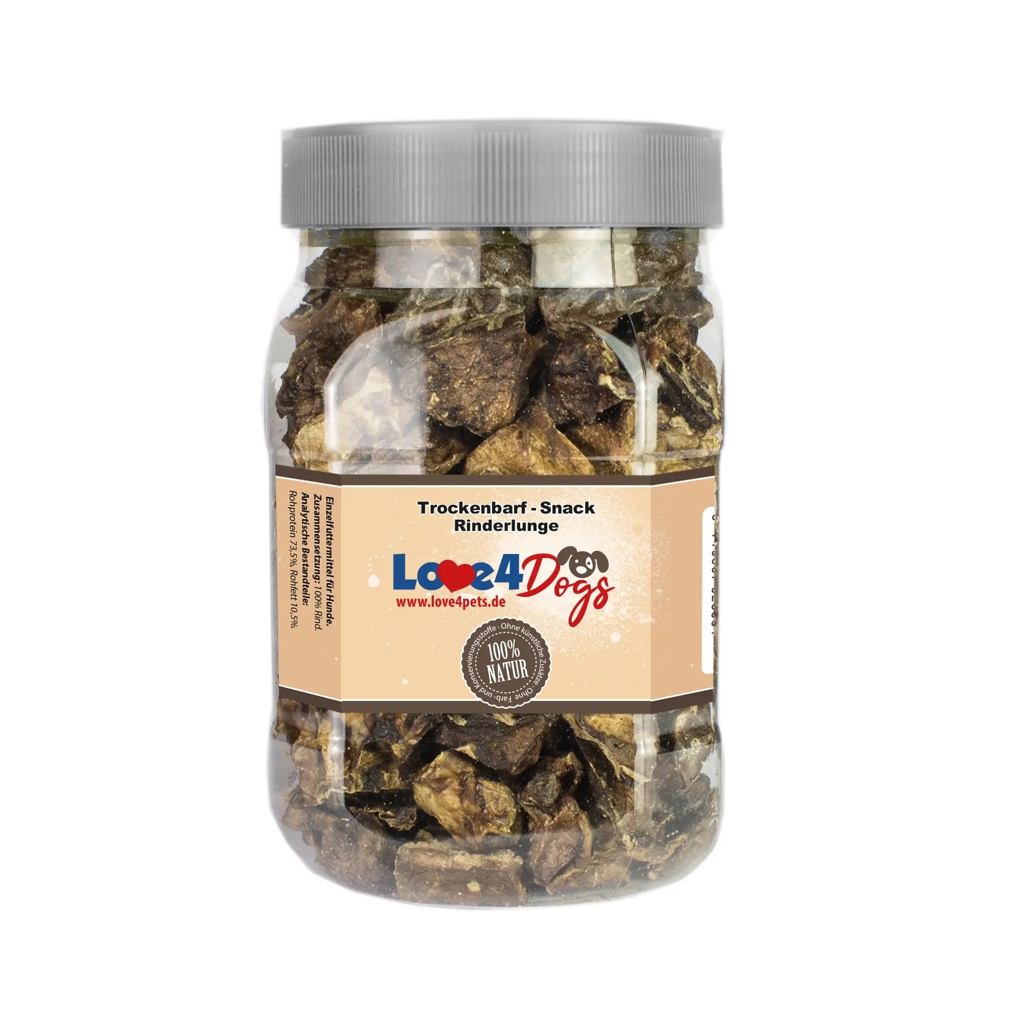 Love4Dogs - Trockenbarf - Snack Rinder - Lungenwürfel 125g Kausnack - Love4Pets