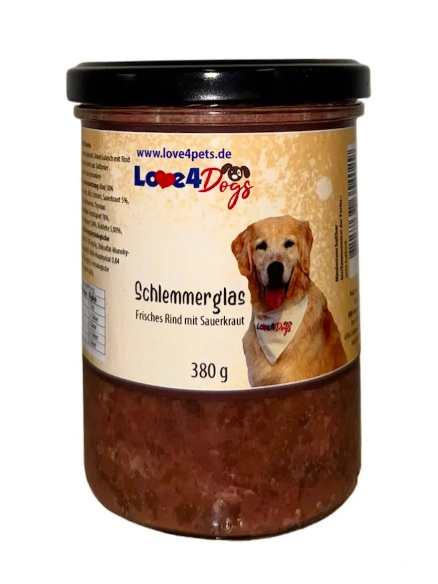 Schlemmerglas Frisches Rind mit Sauerkraut 380g - Love4Pets