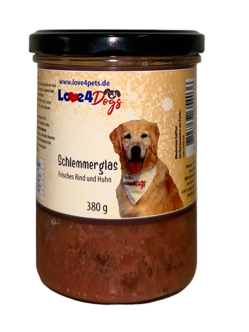 Schlemmerglas Frisches Rind und Huhn 380g - Love4Pets