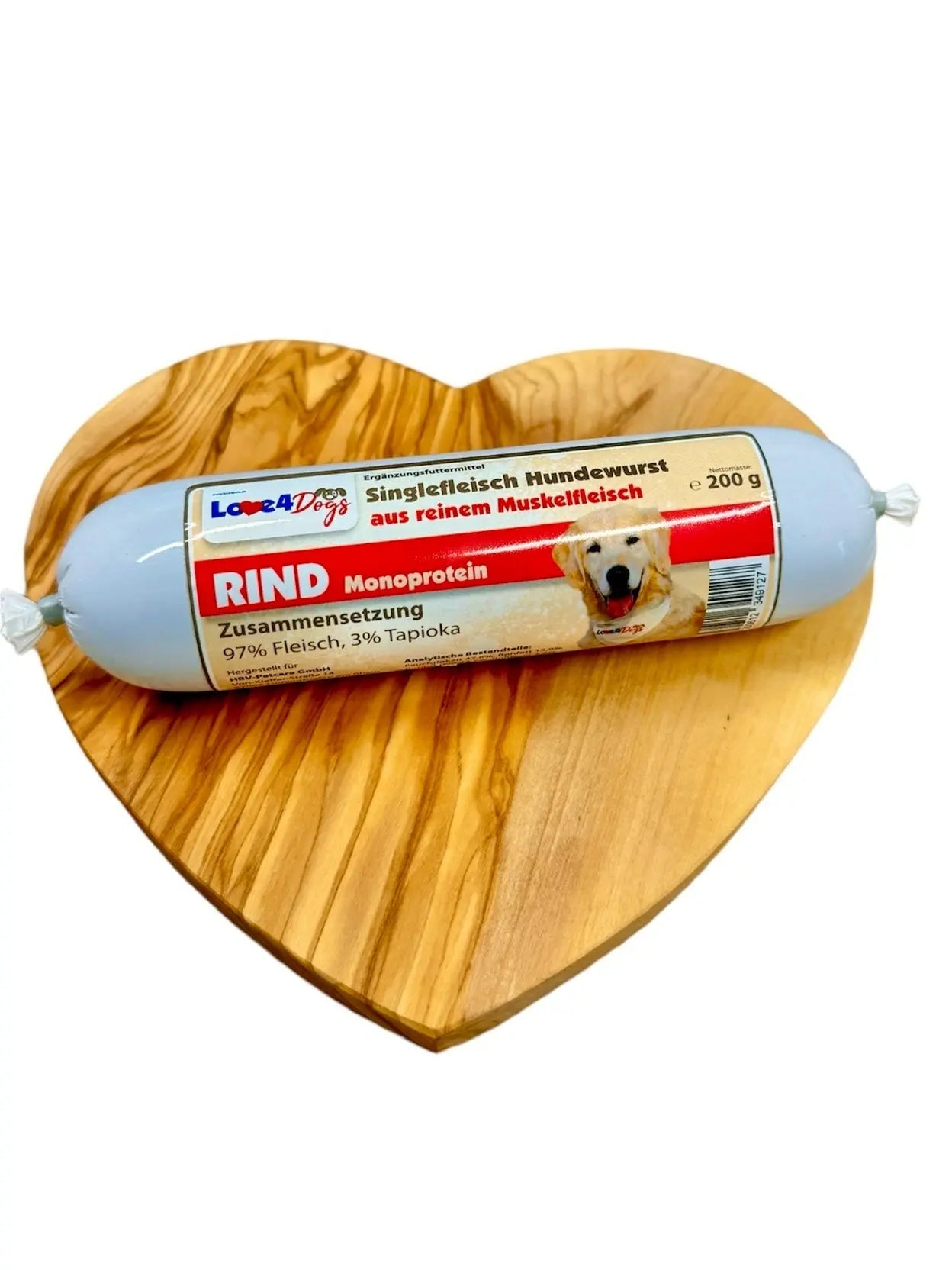 Singlefleisch Hundewurst schnittfest (97% Muskelfleisch) in 10 Sorten 200g - Love4Pets